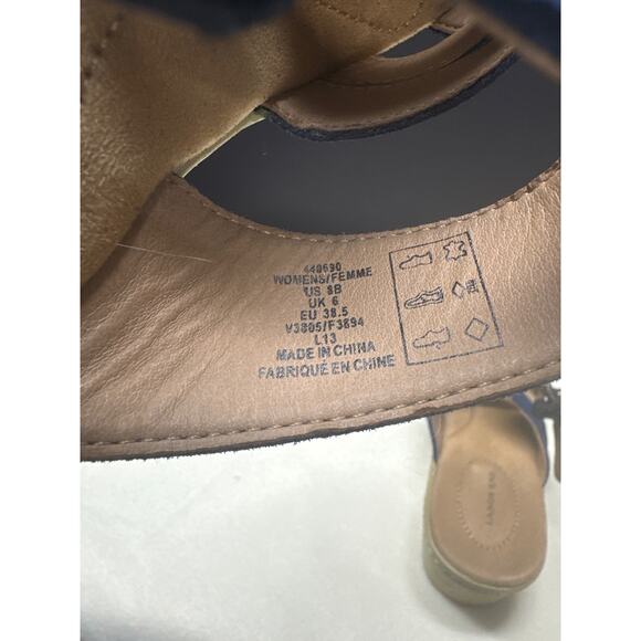 Lands' End Luggage Blue Suede Clara Vlog Platform Block Heel Slide Wedge Women 8 - Picture 7 of 8